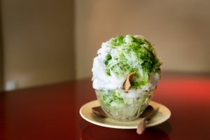 Macha green tea flavoured kakigori