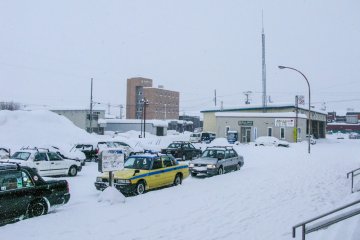 Kutchan Station looks very different in the winter