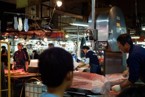 Cutting the tuna at Adachi Market