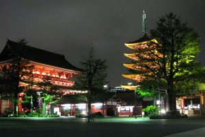 An empty Senso-ji at night