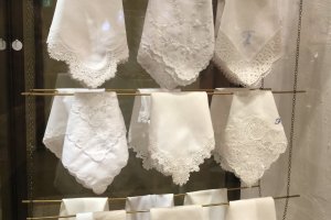 These beautiful white handkerchiefs are popular wedding gifts.