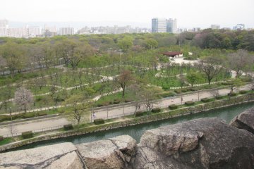 The view of Osaka from the castle's grounds