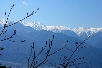 The highest Hida Range mountains are covered with snow