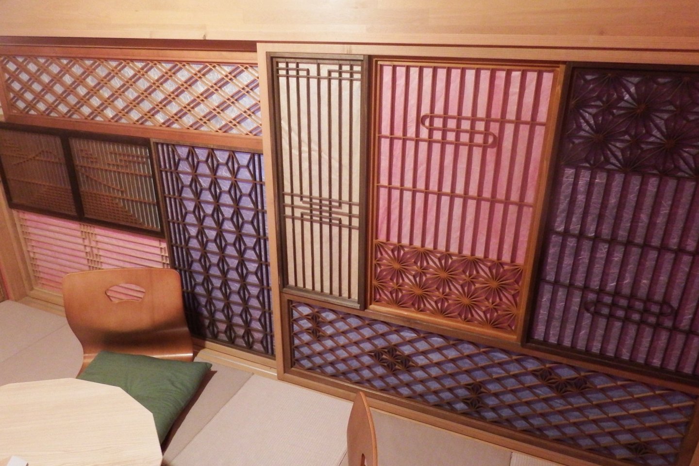 The washi doors open up to the bottom beds.