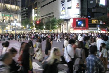 Shibuya is light and lively at night