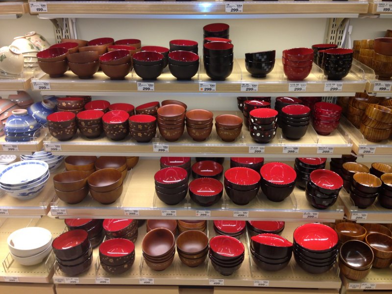 <p>Nitori has rows and rows of Japanese styled kitchenware that will allow any visitor to assemble his own sushi or laquerware set at a much better price and selection that those sold at tourist traps</p>