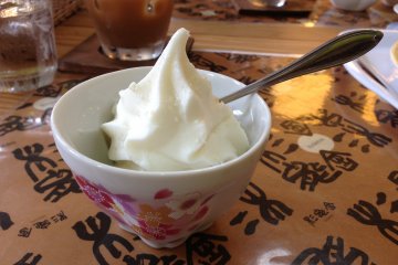 Finish up your meal with a sake ice cream