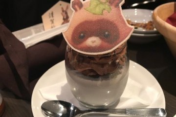 Tanuki black-sesame pudding