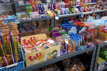 Shelves of cheap sweets for the kids and nostalgic adults