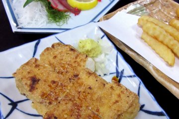 Fried tofu, potato, and seafood