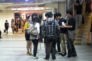 At night many young people meet in Shibuya
