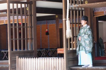 Old-fashioned traditional clothing is still worn by Shinto priests
