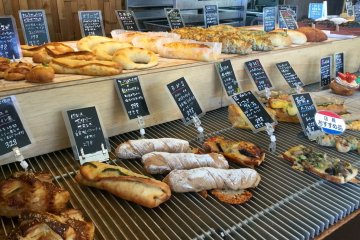 Delicious array of savory breads and pastries.
