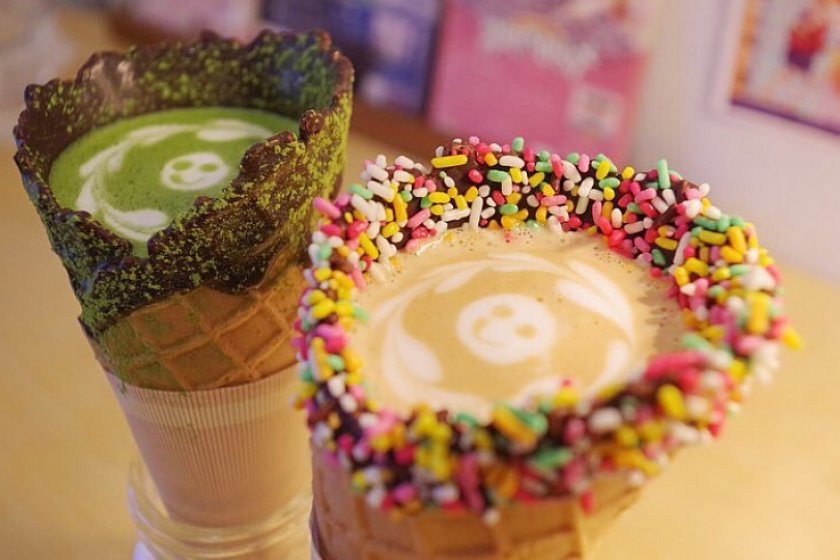 The perfect combo: your latte of choice, in a cone