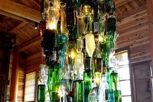 Upcycled glass chandelier