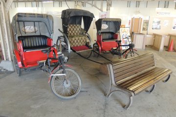 Old-style cycle rickshaws on display