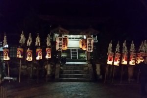 Chochin Mairi lanterns lined up at the Honden