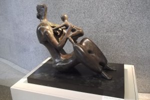 A sculpture in the museum lobby