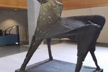 A sculpture in the lobby