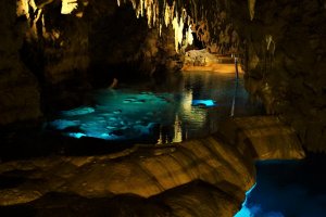 Nearby Gyokusendo Cave is even more beautiful with its blue hues