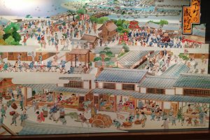 Mural of castle town in Edo period