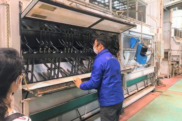 One of the machines in the vast production process of making green tea!