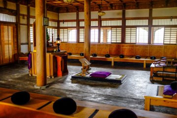 The Zazendo Zen Hall is located behind the main hall and seats 54 people for Zen meditation