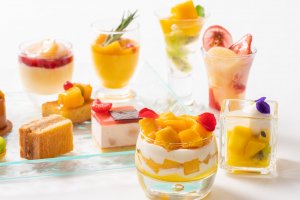 The event focuses on sweets containing peach and mango