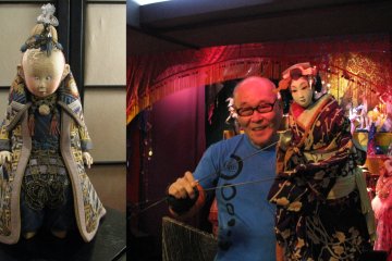 Jusaburo Tsujimura demonstrating his puppet