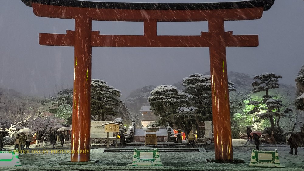 The giant San-no-torii, grand entrance to Hachimangu Shrine.
