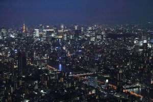A romantic view of the Tokyo skyline from Tokyo Skytree