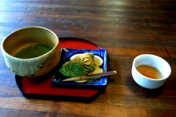 <p>Matcha Tea and Traditional Japanese Sweets at Oharano Shrine in the hills behind Kyoto</p>