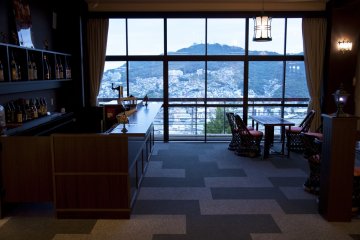The bar and lounge with views of Nagasaki
