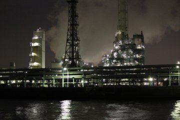 Illuminated factory landscape