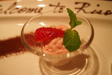 My favourite dessert on the dinner menu, a sweet, delicious strawberry mousse.