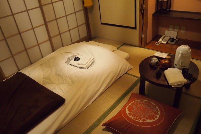 The beautifully traditional ryokan room.