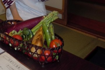 <p>When we ordered tempura, this box of vegetables was brought to our table to help us decide what kind of tempura we wanted</p>
