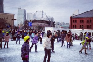 Outdoor ice-skating rink next to Yokohama red brick warehouse- 2