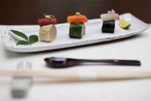 A close-up of soba sushi, a Nagano specialty!&nbsp;
