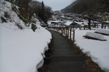 <p>The view from the steps is rather beautiful; you can understand why Basho was moved to write poetry about Yamadera.</p>