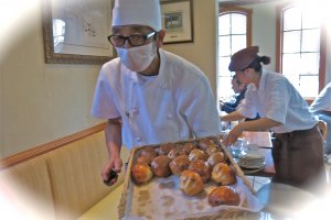 Ohayo gozaimasu! Would you care for some fresh baked rolls?