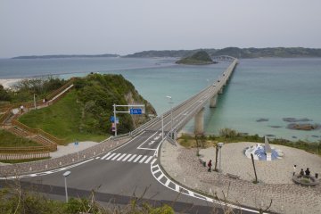 Tsunoshima Bridge from a hill on the mainland